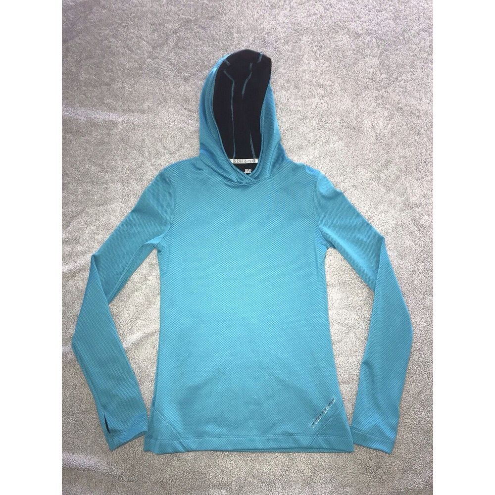 Under Armour Coldgear Womens Turquoise Blue Fitted Hooded Sweatshirt Small